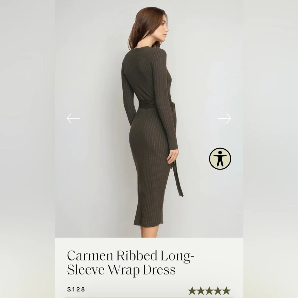 Modern Citizen- Carmen Ribbed Long-Sleeve Wrap Dress (brown) - Picture 5 of 8